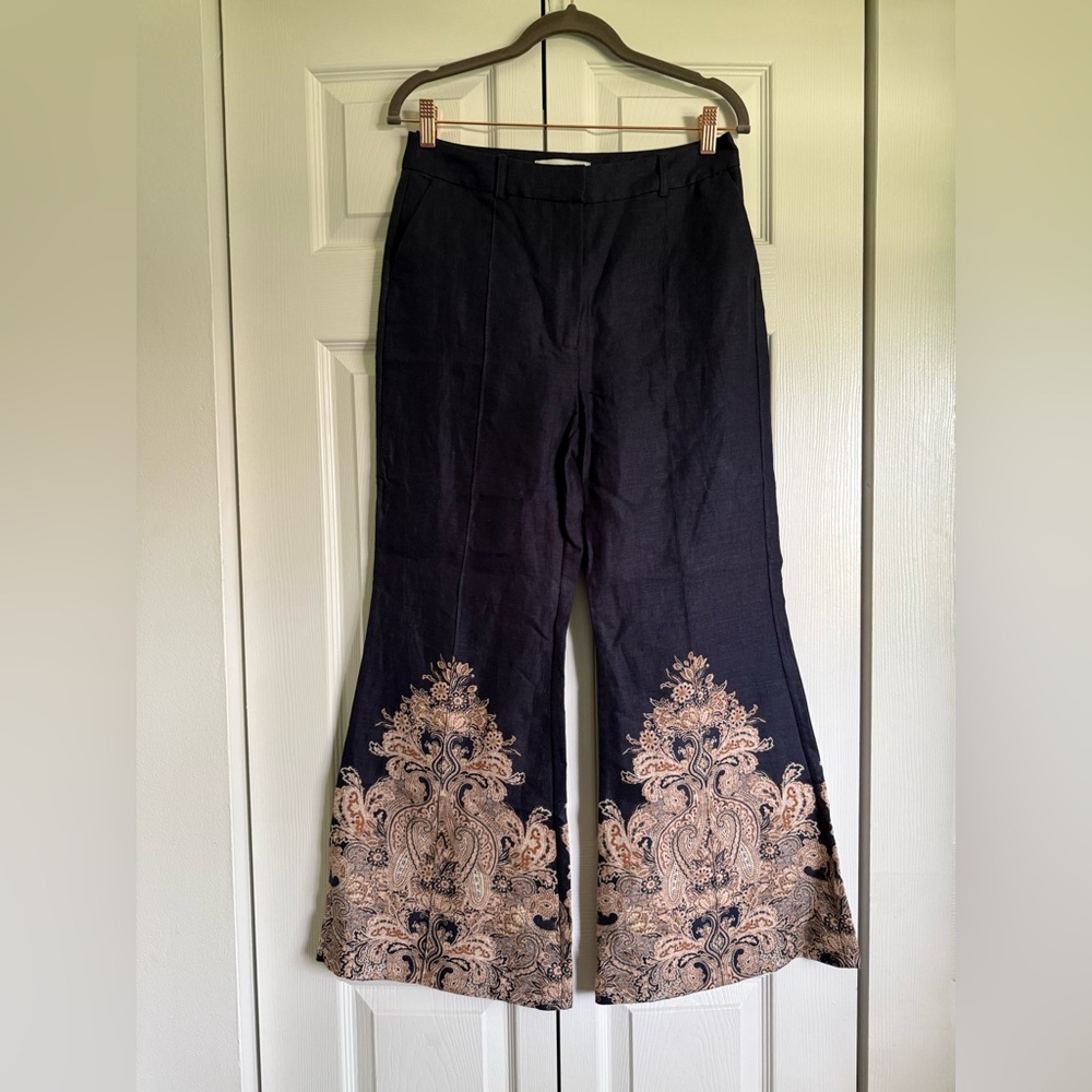 NWT - Zimmermann Natura Flare Pants in Navy Paisley - Size AU1/US 6 or 8